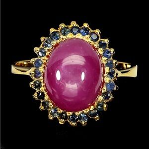 Spectacular Rare Genuine Ruby & Sapphire Gemstone Ring
